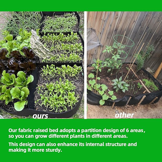 CJGQ Fabric Raised Garden Bed 4x2x1ft Garden Grow Bed Bags - Image 2
