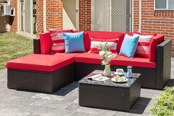 Vongrasig 5 Pieces Small Patio Furniture Sets, All-Weather Outdoor Sectional by Vongrasig