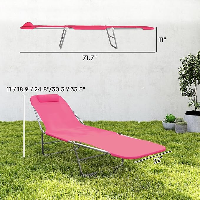 Outsunny Folding Chaise Lounge Chair, Pool Sun Tanning Chair, Outdoor Lounge - Image 3
