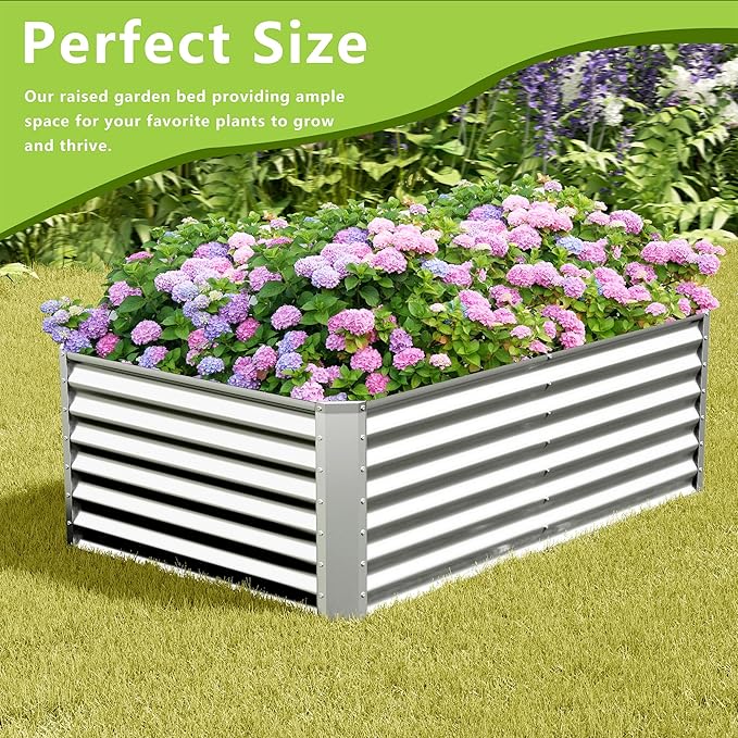 4x2x2FT Galvanized Raised Garden Bed, Galvanized Planter Boxes Outdoor - Image 5