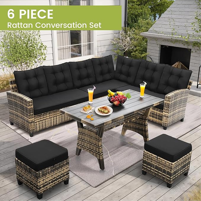 6-Piece Patio Furniture Set, Outdoor Sectional Sofa - Image 5