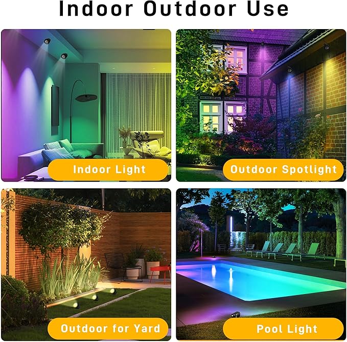 Halloween Christmas Outdoor Spotlights, 12W RGBW Colors Changing Landscape - Image 9