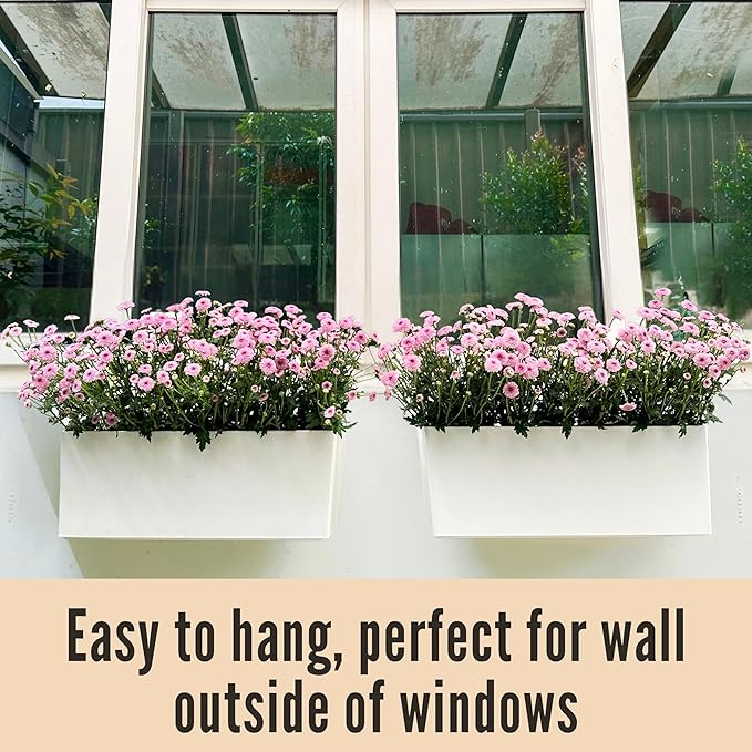LaLaGreen Wall Planter for Outdoor Wall Mounted Self Watering System White - Image 8