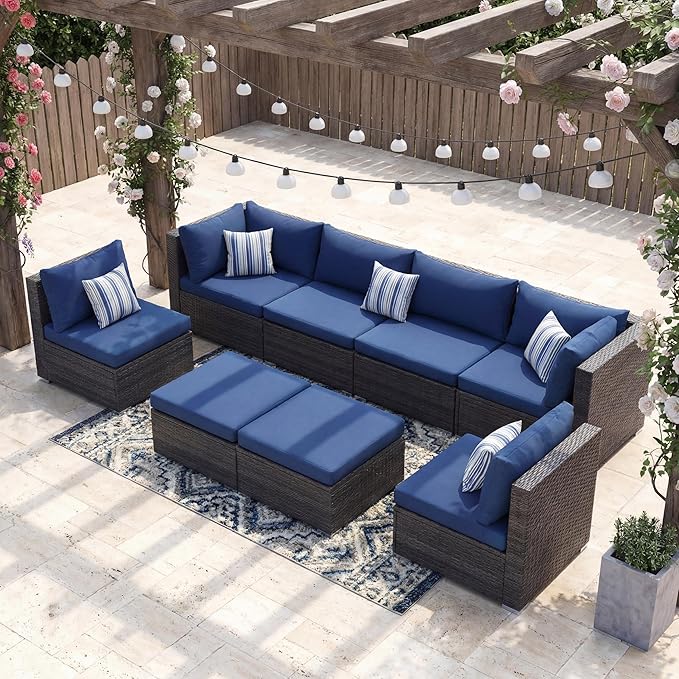 NICESOUL Outdoor Sofa Set of 8, Deep Seating Extra Large Patio Conversation Set - Image 3