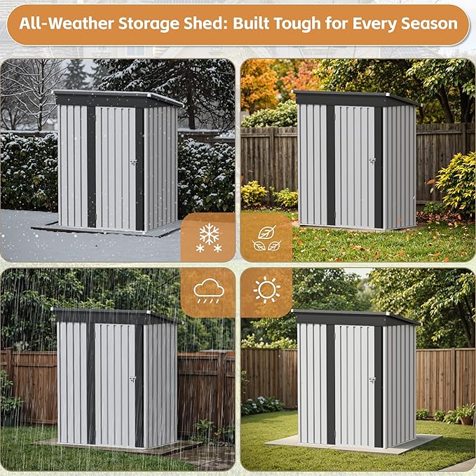 Greesum 5×3 FT Outdoor Storage Shed, Metal Storaged Sheds Without Floor - Image 3
