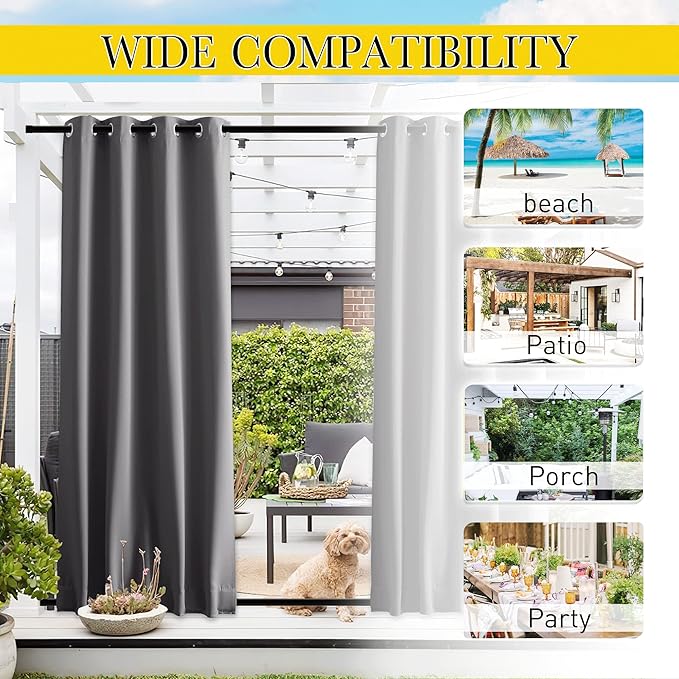 NICETOWN 2 Panels Weighted Outdoor Curtains - Image 6