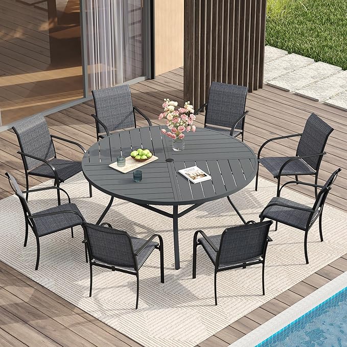 VICLLAX Round Patio Table with Adjustable Umbrella Hole - Image 7