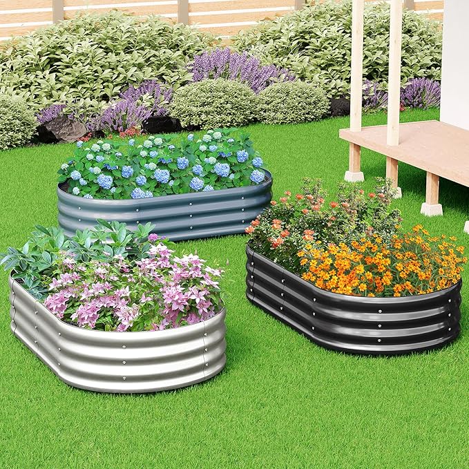 zizin Oval Galvanized Raised Garden Bed Kit 8x2x1ft Metal Planter Box - Image 7