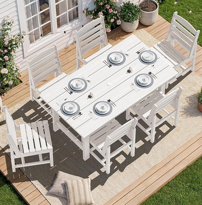 SERWALL Patio Dining Sets for 6 Person, HDPE Dining Set by SERWALL