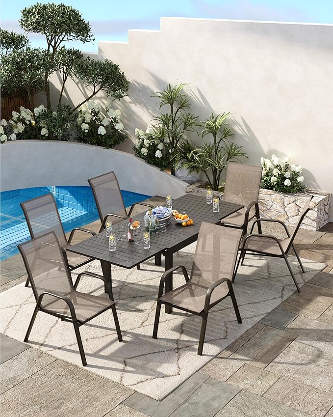 Outdoor Stackable Dining Chairs Set of 4, High-Back Patio Stacking Chairs - Image 3