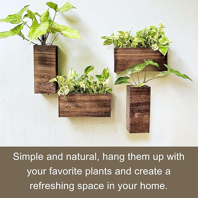 LaLaGreen Wood Planter Box for Plants Wooden Hanging Wall Planters for Indoor - Image 4