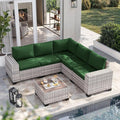 6-Piece Outdoor Patio Furniture Set Wicker Sectional Sofa Set, Patio by MuphyersPatioFurniture
