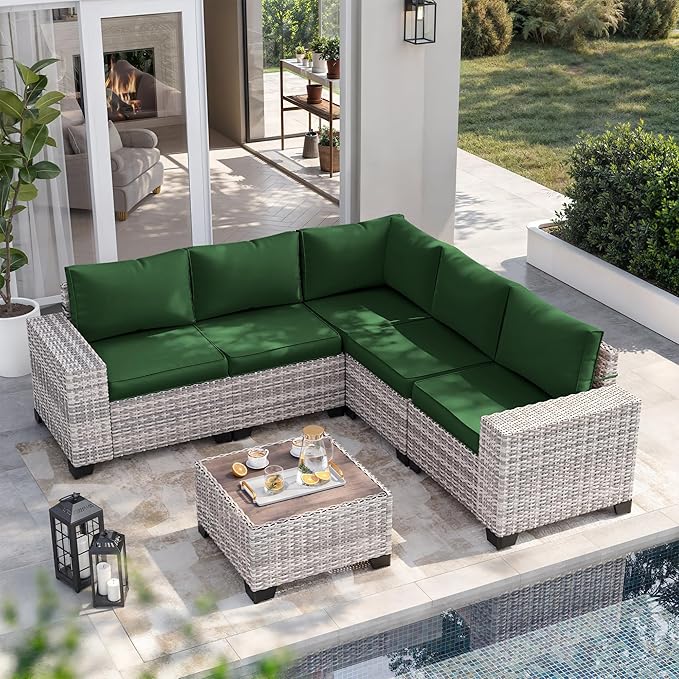 6-Piece Outdoor Patio Furniture Set Wicker Sectional Sofa Set, Patio by MuphyersPatioFurniture