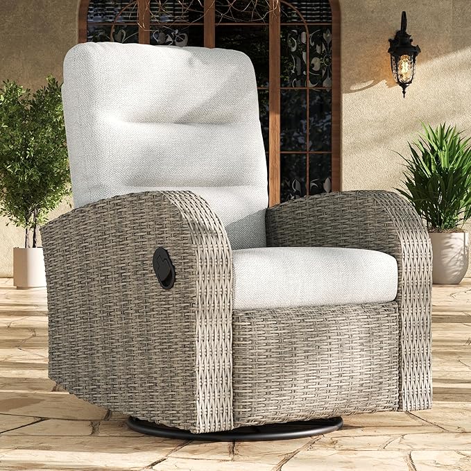 LayinSun Oversized Wicker Outdoor Swivel Glider Recliner by LayinSun