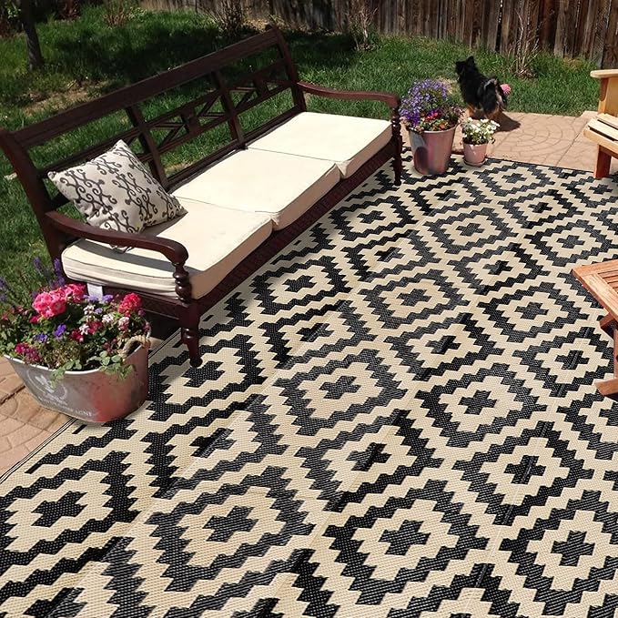 SAND MINE Waterproof Outdoor Rug 9x18 ft, Plastic Reversible Rug, Modern Area - Image 5