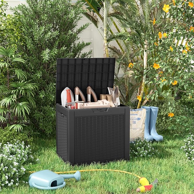 32 Gallon Outdoor Storage Box, Large Resin Deck Box - Image 4