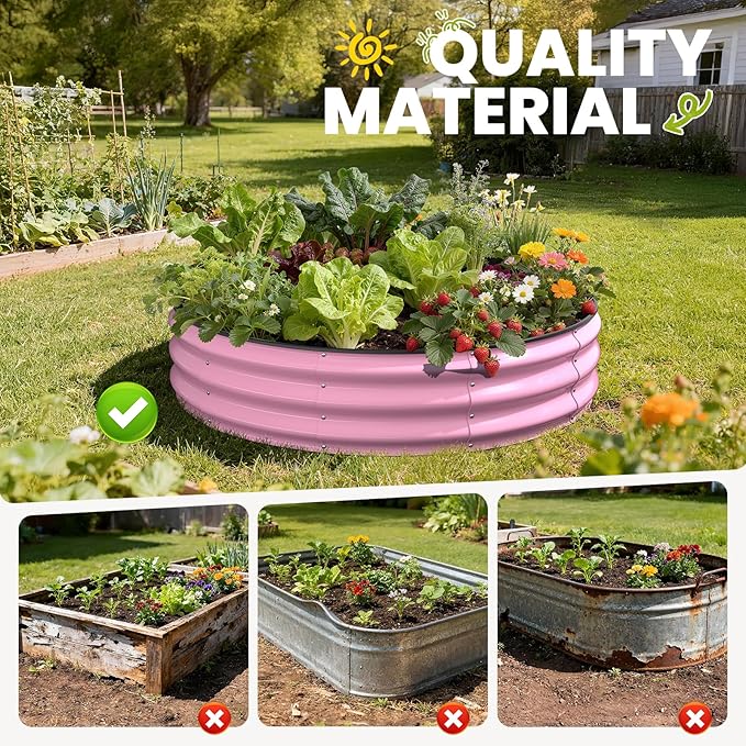 Galvanized Raised Garden Bed 4×4×1 FT, Round Metal Raised Garden Bed Outdoor - Image 2