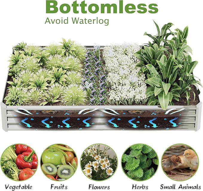 8x4x1ft Galvanized Raised Garden Bed Kit, Galvanized Planter Garden Boxes - Image 5
