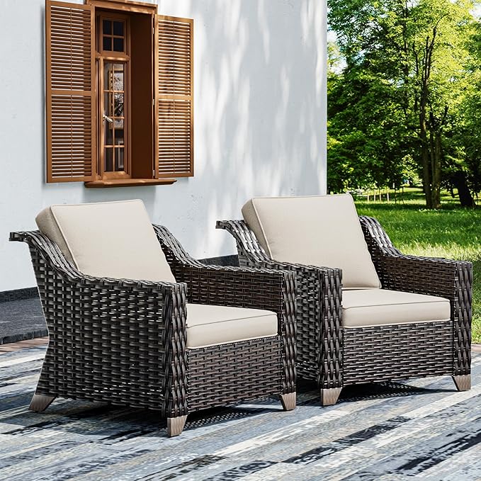 Joyside Wicker Patio Chairs Set of 2, Outdoor Rattan Furniture by Joyside