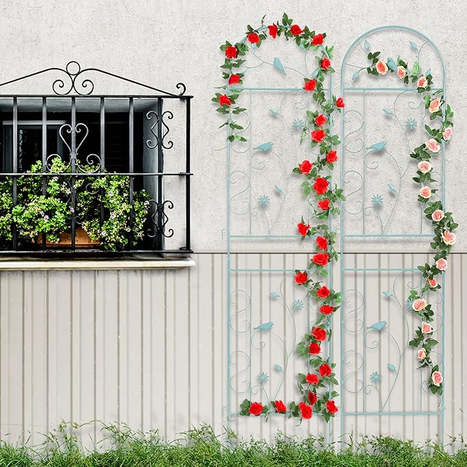 Metal Garden Trellis for Climbing Plants, 86.5" x 19.7" Metal Plant Trellis - Image 5