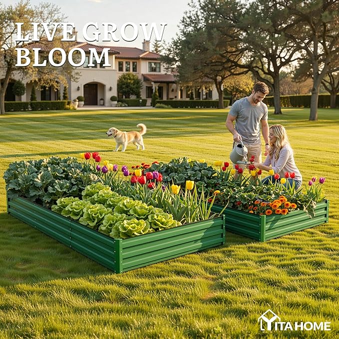 YITAHOME 8x4x1ft 2pcs Large Raised Garden Bed Kit, Galvanized Metal Planter Box - Image 3