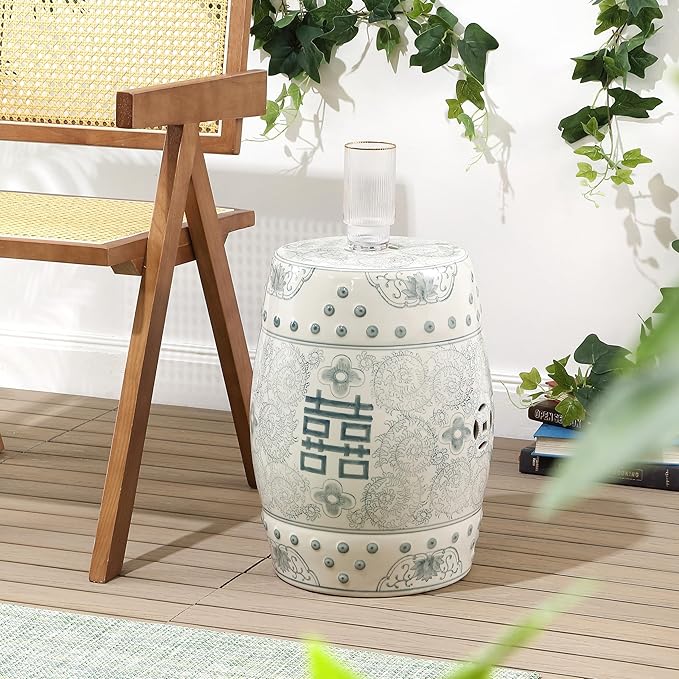 JONATHAN Y TBL1013C Double Happiness 18" Chinoiserie Ceramic Drum - Image 6