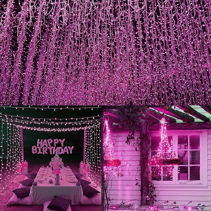 66Ft 200LED Pink Fairy Lights Plug in, Waterproof String Lights Outdoor & - Image 3