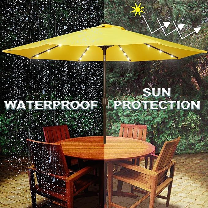 Blissun 9 ft Solar Umbrella, 32 LED Lighted Patio Umbrella, Table Market - Image 5