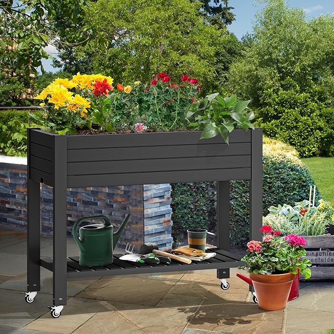 YITAHOME 43.3x17.7x34 in Elevated Garden Bed, Outdoor Plastic Planter Box - Image 5