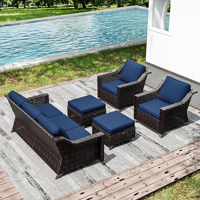 Joyside Wicker Patio Furniture Sets, 5 Pieces Upgraded Large Size Outdoor - Image 6