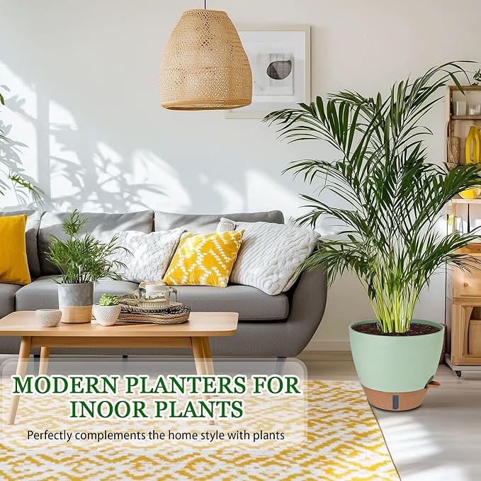 2 Pack 10 inch Plant Pots, Plastic Self Watering Planters - Image 2