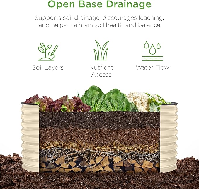 Best Choice Products 4x2x2ft Outdoor Metal Raised Garden Bed, Oval Deep Root - Image 3