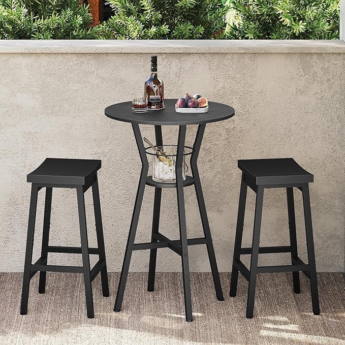 Bar Table, 2-Tier Round High Top Table, Pub Table, Home Bar Counter Height - Image 2