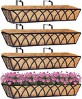 30 Inch Window Deck with Coco Liner Set of 4, Metal Hanging Flower Planter by LAWYAMAI