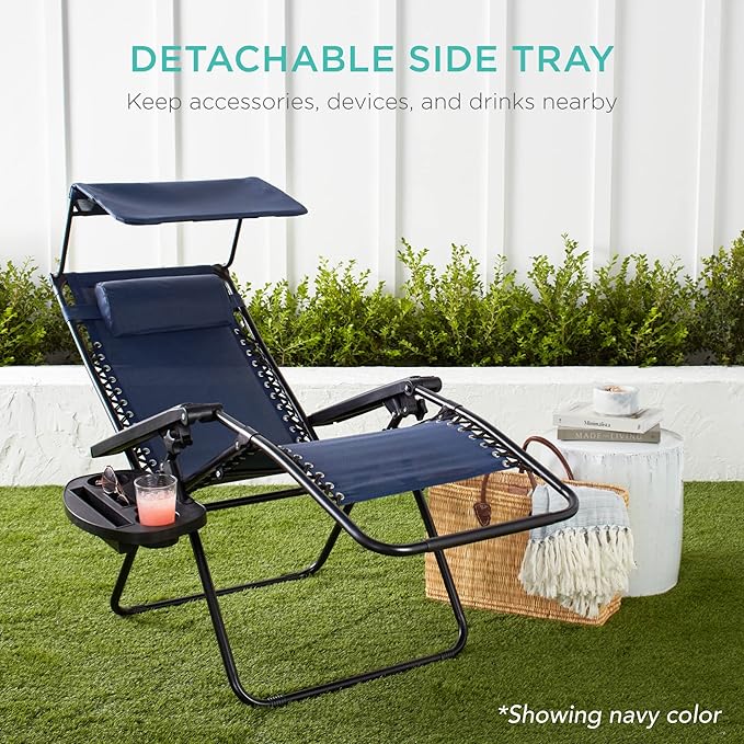Best Choice Products Folding Zero Gravity Outdoor Recliner Patio Lounge Chair - Image 7
