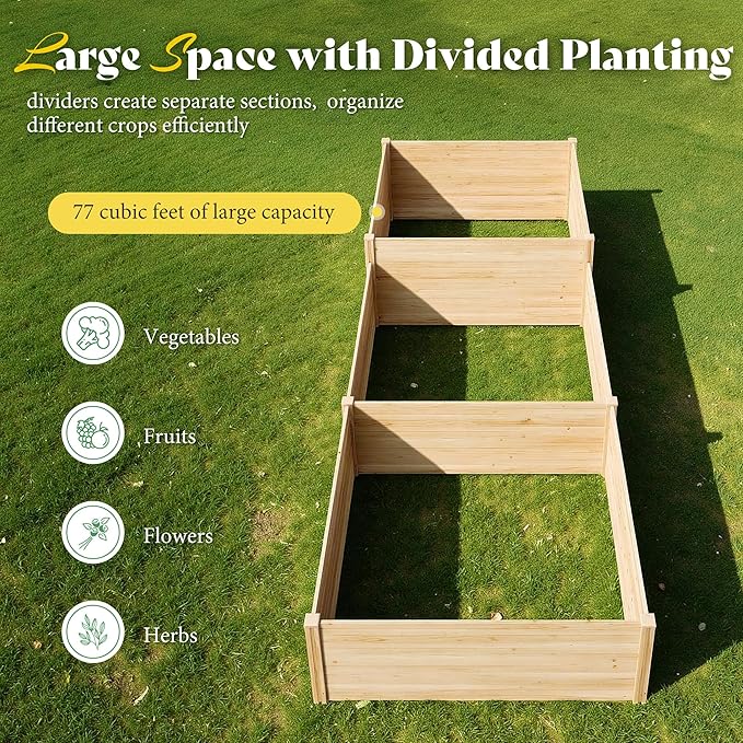 AMERLIFE 2 Tier Raised Garden Bed, Mortise & Tenon Structure 23 Inch Depth Fir - Image 4