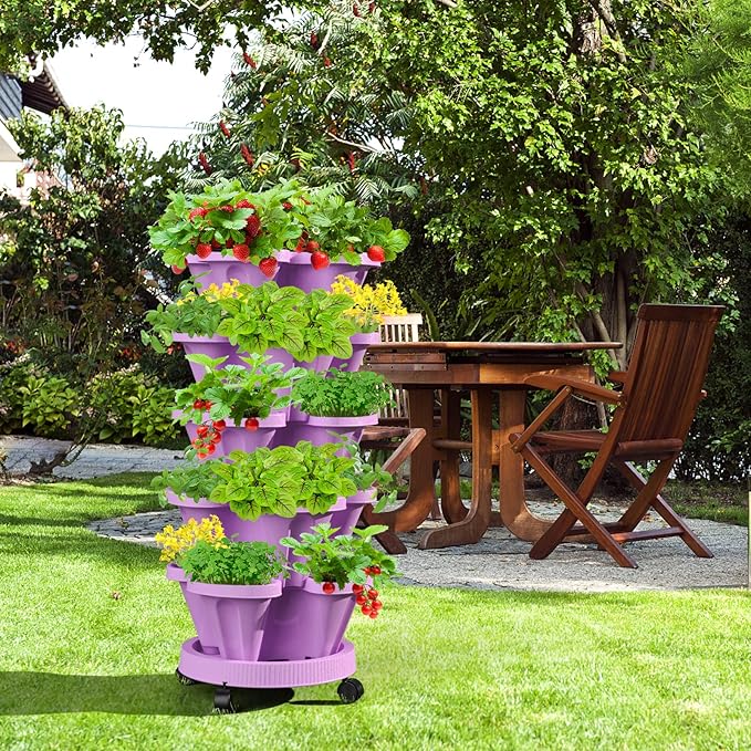 Strawberry Vertical Planter GardenTower, 5 Tiered Stackable Planter - Image 9