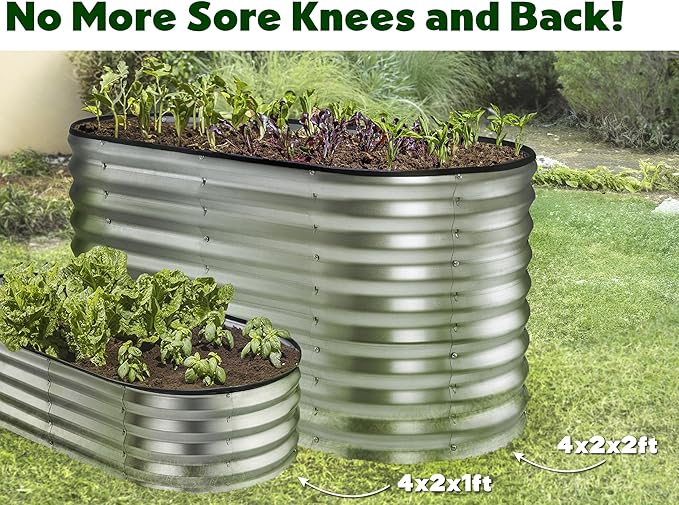 Plant & Plot Galvanized Raised Garden Beds Outdoor // 4×2×2 ft Planter Raised - Image 6