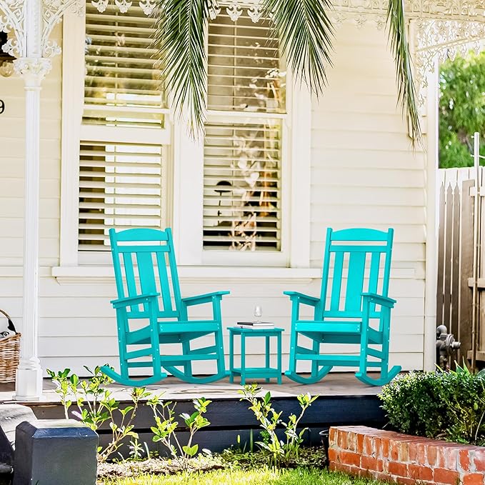 LUE BONA Outdoor Rocking Chairs Set of 2, HDPS Porch Rocker - Image 5