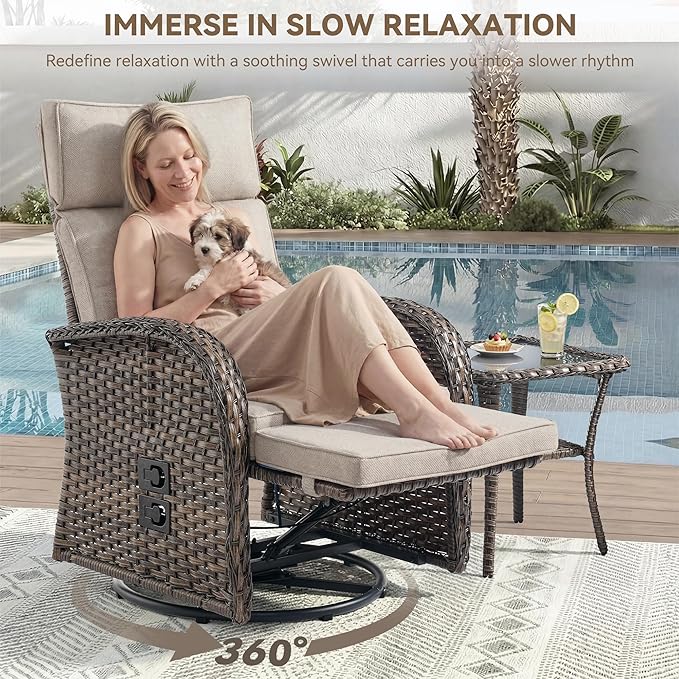 Zero Gravity Patio Swivel Rocking Recliner Chairs Set of 2 - Image 4