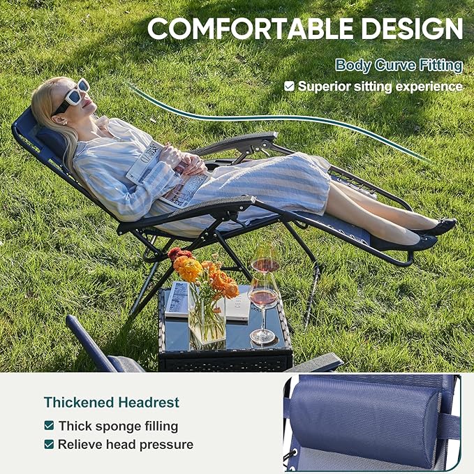 NEWBULIG Zero Gravity Chair Set of 4, Lounge Chair Folding Portable Adjustable - Image 3