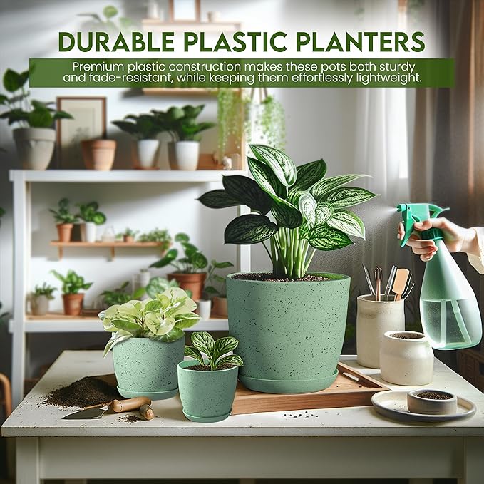 Utopia Home - Spotty Plant Pots Indoor - 7/6.6/6/5.3/4.8 Inches Flower Pots - 5 - Image 6