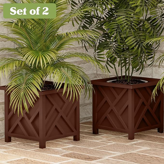 Lattice Design Outdoor Planter Box 2-Pack - Image 2