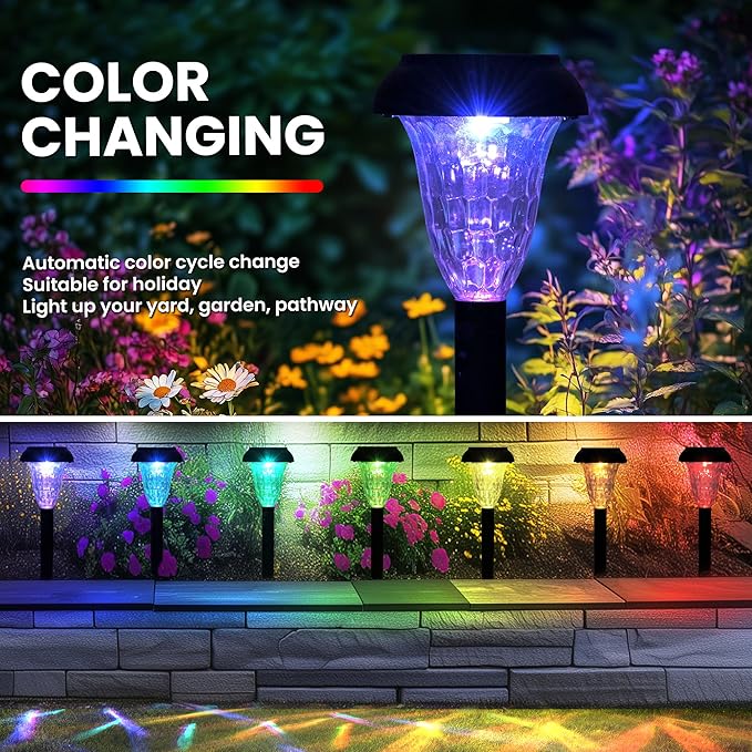 Solar Pathway Lights Outdoor Waterproof 16 Pack Color Changing Garden Light - Image 3