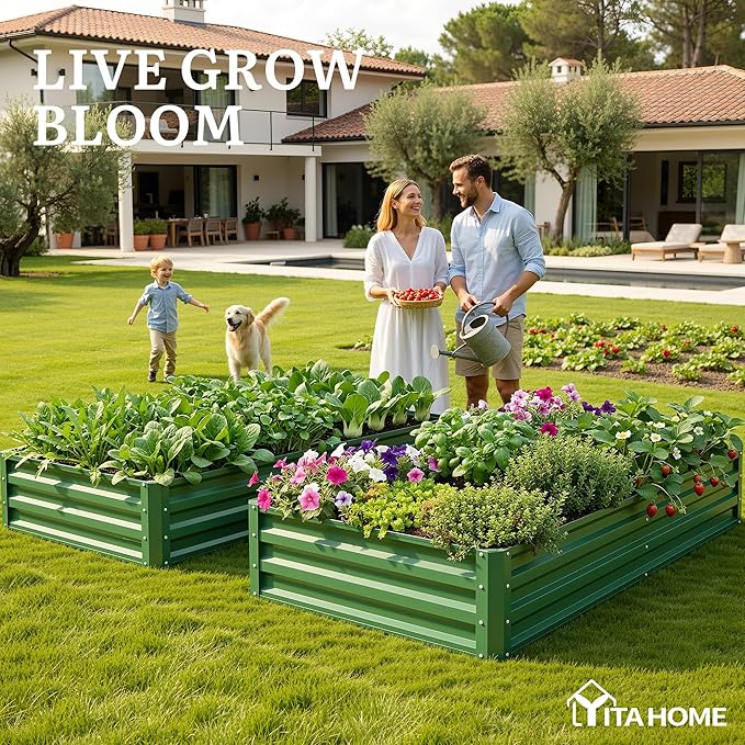 YITAHOME 6x3x1ft 2pcs Large Raised Garden Bed Kit, Galvanized Metal Planter Box - Image 3