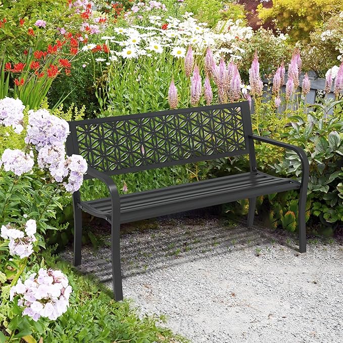 VINGLI 50" Outdoor Bench Metal - Image 8