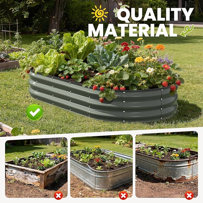 Galvanized Raised Garden Bed 6x3x1 FT, Oval Metal Raised Garden Bed Outdoor - Image 5