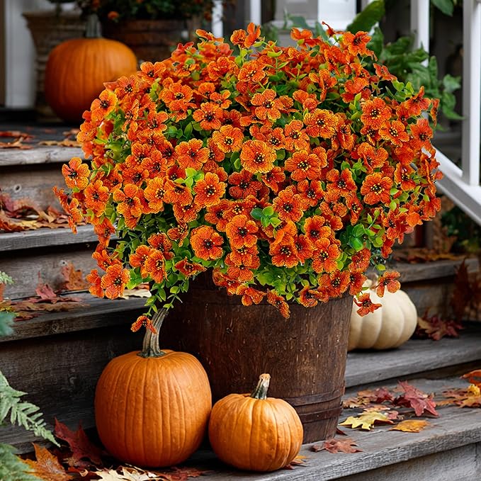 Artificial Fall Flowers Outdoor Fake Mums by AXYLEX