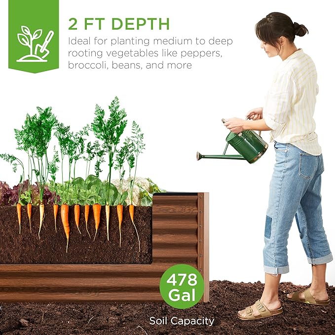 Best Choice Products 8x4x2ft Outdoor Metal Raised Garden Bed, Deep Root Planter - Image 3