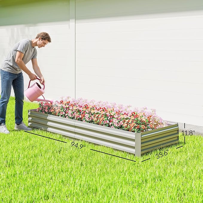 Outsunny Galvanized Raised Garden Bed, - Image 7